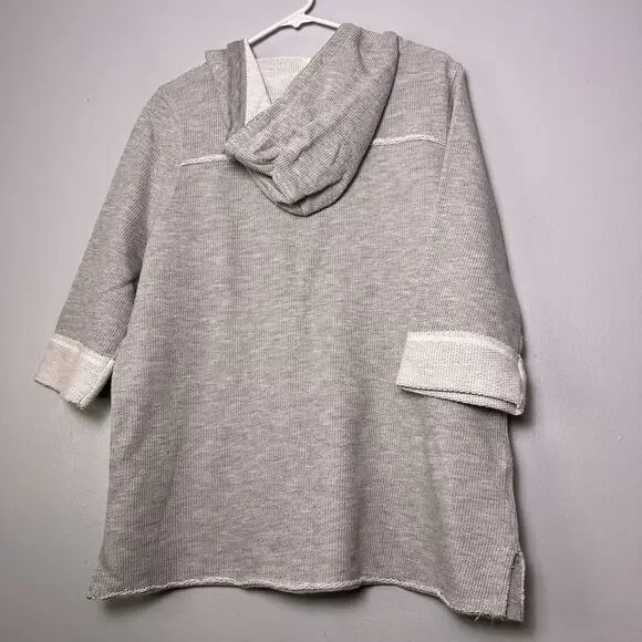 Soft Surroundings Womens Pullover Hoodie Sz XL Gray Pique Knit - Picture 14 of 16